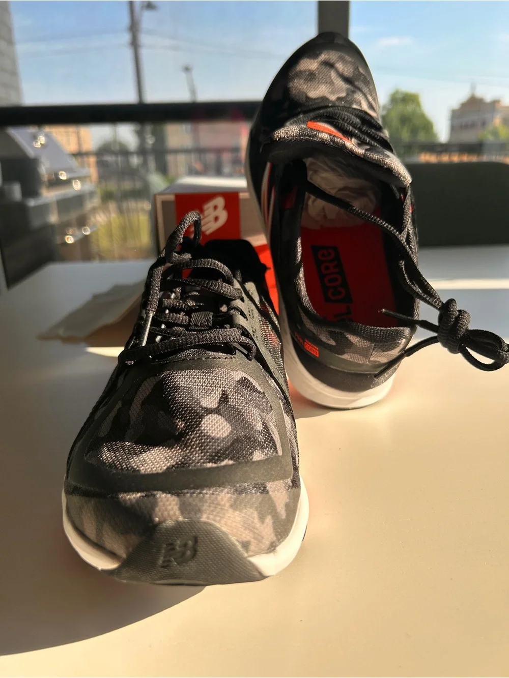 New Balance Women’s Black Gray Camo FuelCore Transform Athletic Sneakers